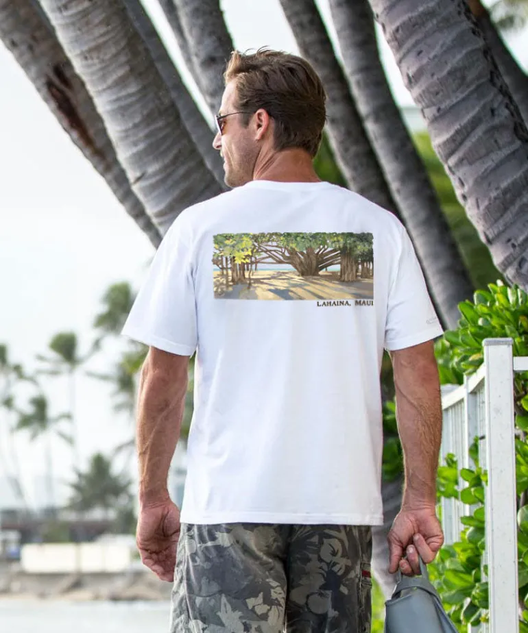 Banyan Tree Court - White Short Sleeve Crewneck T-Shirt