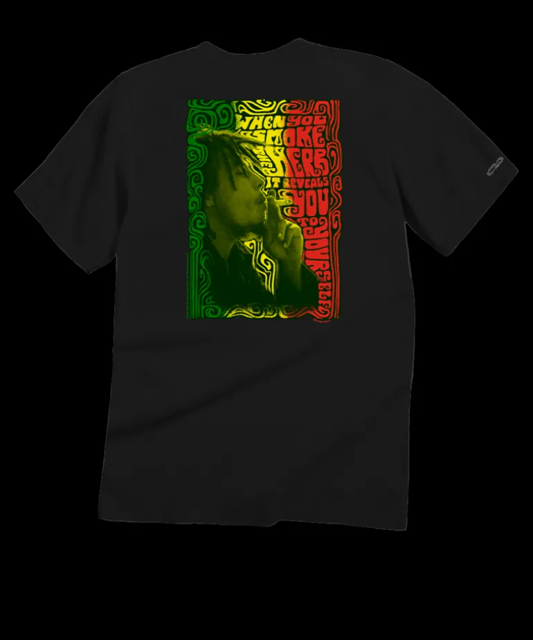 Bob Marley Smoke The Herb - Black Short Sleeve Crewneck T-Shirt