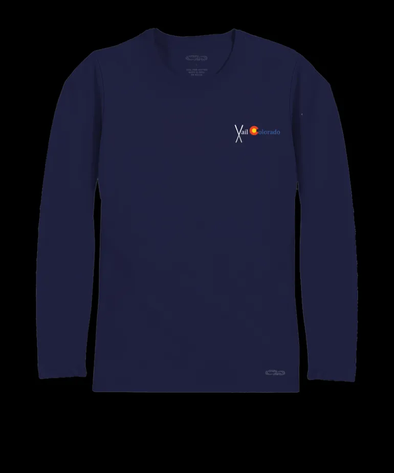 Crossed Skis - Indigo Long Sleeve Pima T-Shirt