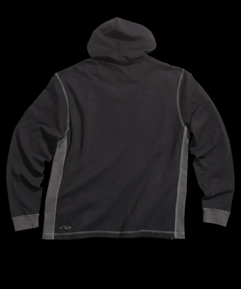 Flow Of Mana - Black/Charcoal Long Sleeve Longboard Hooded Tee