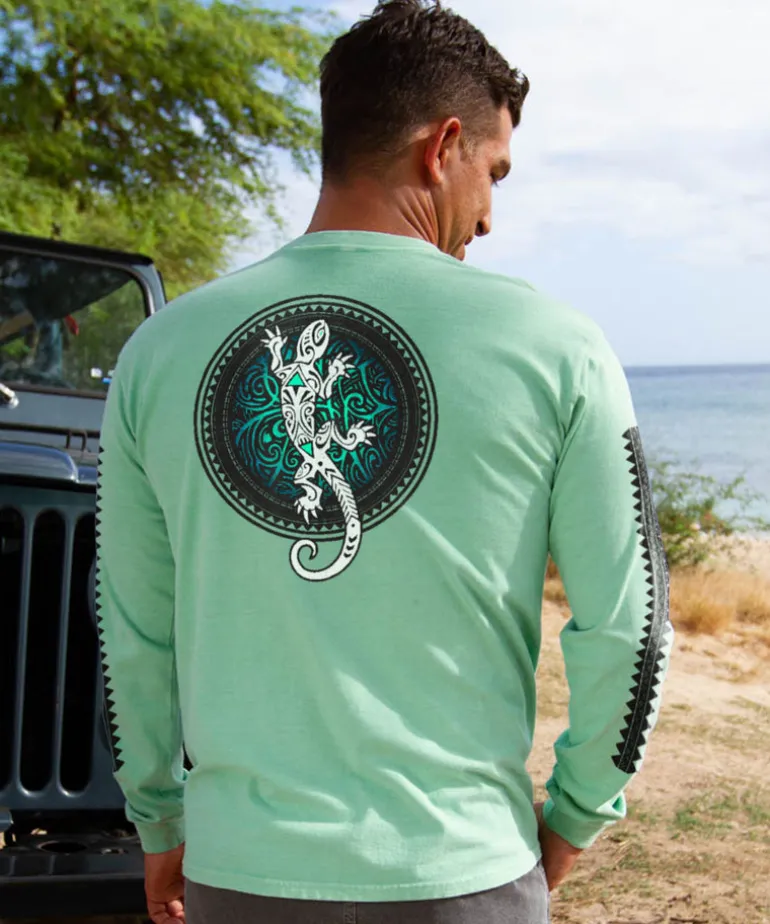 Gecko Sun - Key Lime Dyed Long Sleeve Crewneck T-Shirt