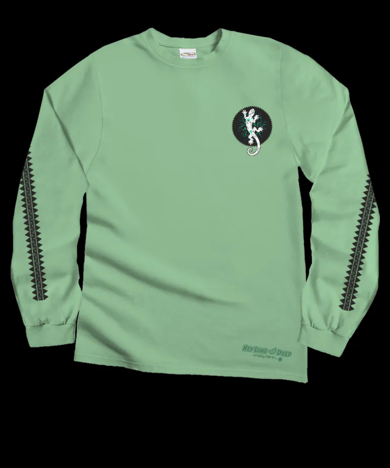 Gecko Sun - Key Lime Dyed Long Sleeve Crewneck T-Shirt
