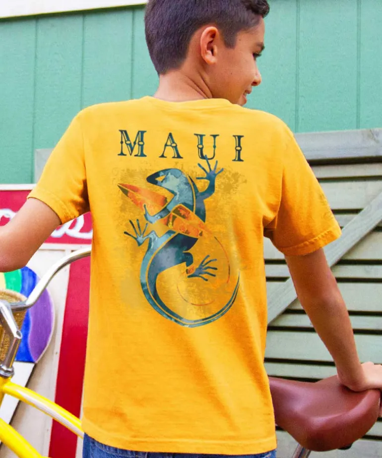 Gecko Watercolor - Pineapple Dyed Short Sleeve Crewneck T-Shirt