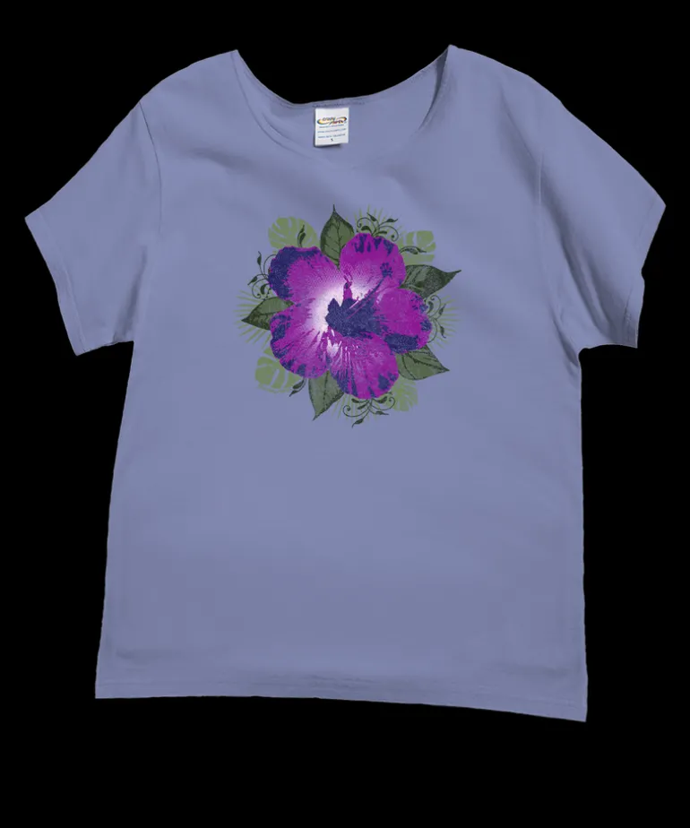 Hibiscus Solo - Lavender Dyed Short Sleeve Scoop Neck T-Shirt