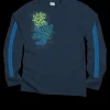 Hinatea Cascade - Navy Long Sleeve Crewneck T-Shirt
