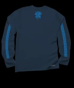 Hinatea Cascade - Navy Long Sleeve Crewneck T-Shirt