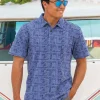 Island Movement - Blue Short Sleeve Hawaiian Polo Shirt