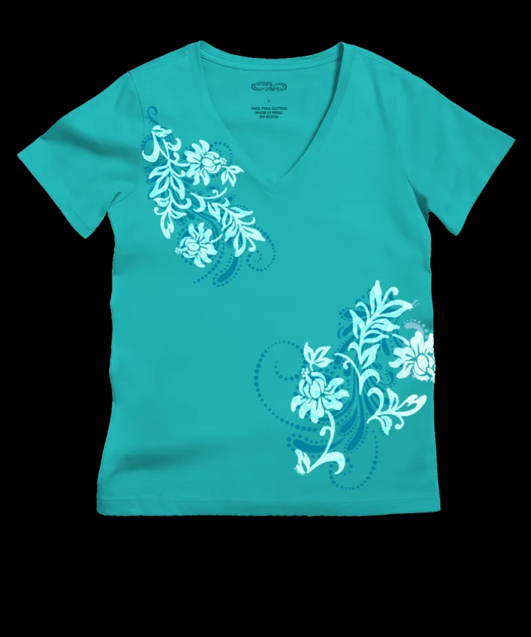 Leihua - Ocean Short Sleeve Pima V-Neck T-Shirt