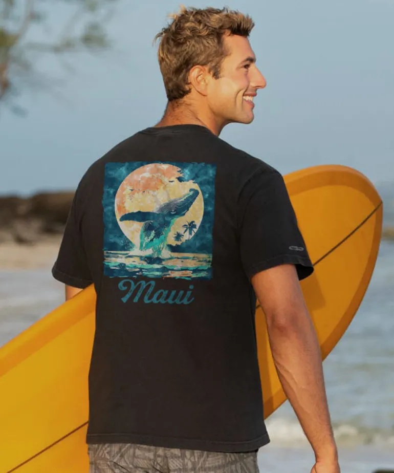 Moonlight Whale - Black Short Sleeve Crewneck T-Shirt