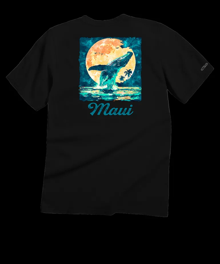 Moonlight Whale - Black Short Sleeve Crewneck T-Shirt