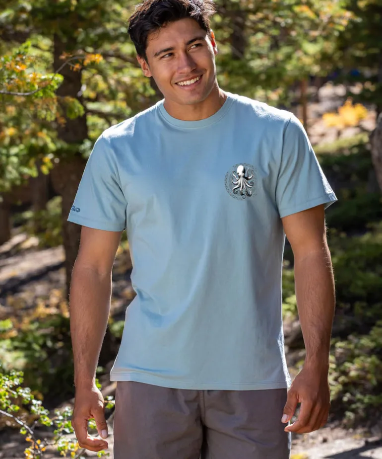 Octopus Tribal Circle - Cool Blue Short Sleeve Pima T-Shirt