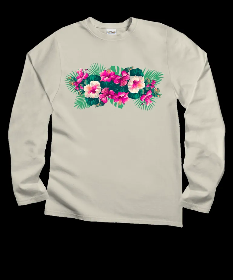 Pacific In Bloom - Coconut Dyed Long Sleeve Crewneck T-Shirt