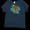 Pua Nani Montage - Navy Short Sleeve Scoop Neck T-Shirt