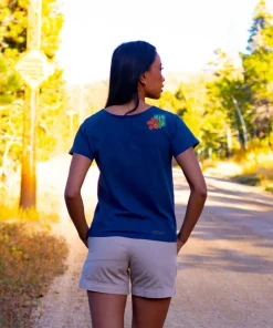 Pua Nani Montage - Navy Short Sleeve Scoop Neck T-Shirt