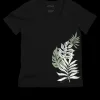 Rainforest Lei - Jet Black Short Sleeve Pima V-Neck T-Shirt