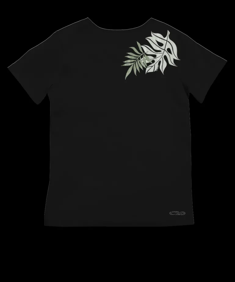 Rainforest Lei - Jet Black Short Sleeve Pima V-Neck T-Shirt