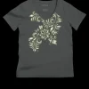 Teihani - Graphite Short Sleeve Pima V-Neck T-Shirt