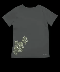 Teihani - Graphite Short Sleeve Pima V-Neck T-Shirt