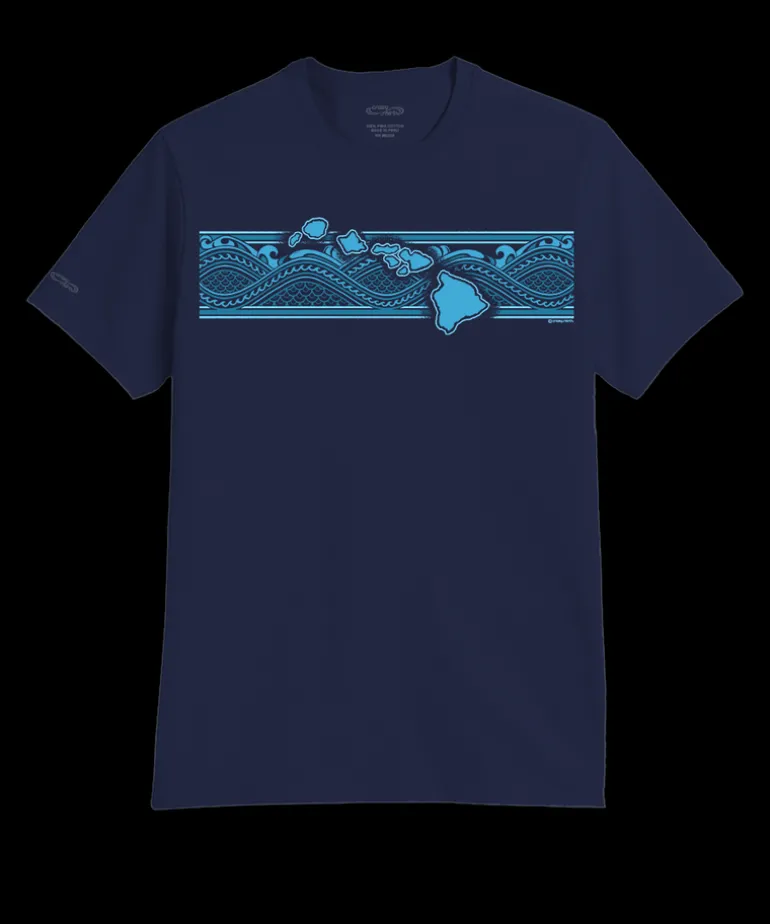 Tribal Islands Band - Indigo Short Sleeve Pima T-Shirt