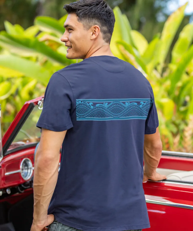 Tribal Islands Band - Indigo Short Sleeve Pima T-Shirt