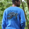Tribal Sea Turtle - Blue Hawaii Dyed Long Sleeve Sweatshirt