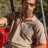 Vertical Tribal Shark - Kona Coffee Dyed Short Sleeve Oceanfront Polo Shirt