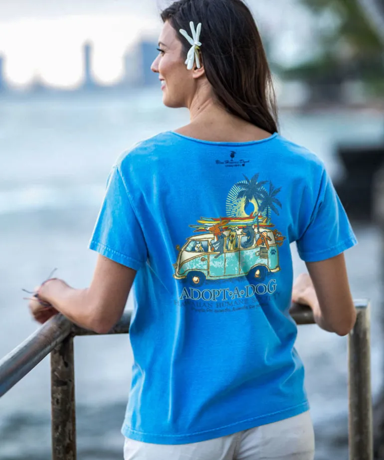 Volkswagen Hawaiian Humane Society Dog Day - Blue Hawaii Dyed Short Sleeve Scoop Neck T-Shirt