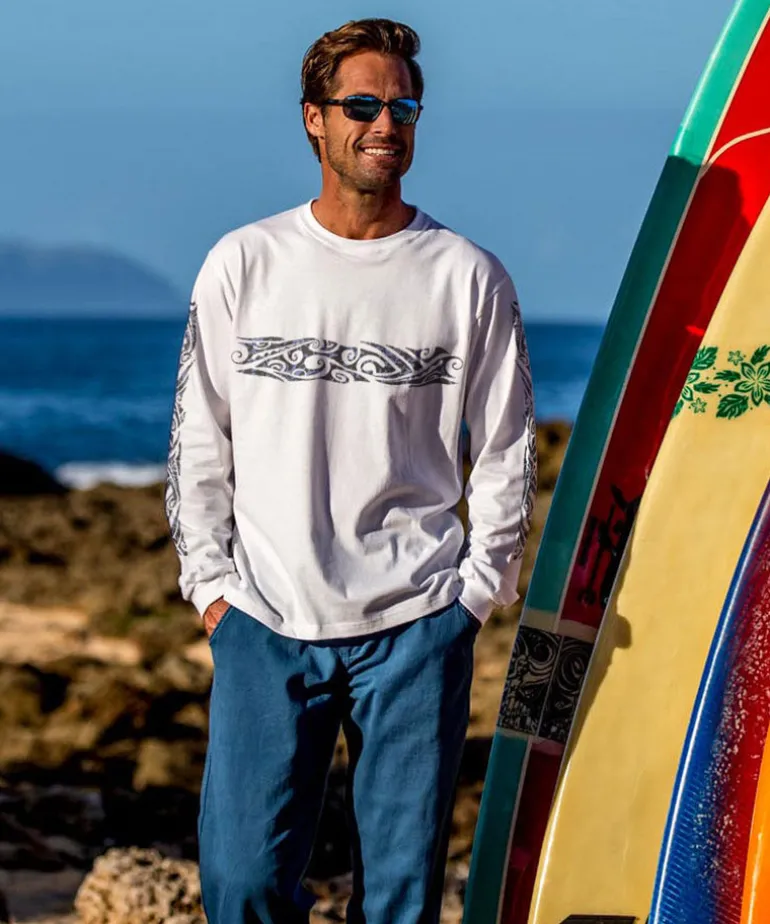 Wild Batik Band - White Long Sleeve Crewneck T-Shirt