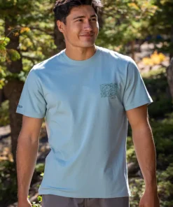Woodcut Turtles - Cool Blue Short Sleeve Pima T-Shirt
