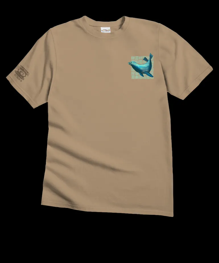 Wyland® Sea Lions - Kona Coffee Dyed Short Sleeve Crewneck T-Shirt