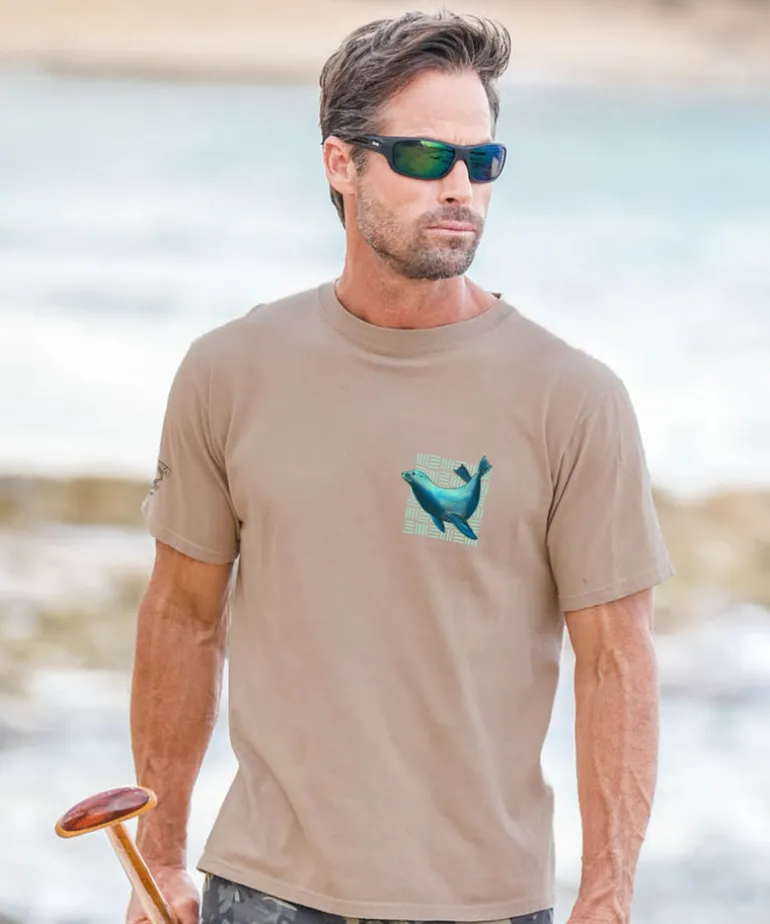 Wyland® Sea Lions - Kona Coffee Dyed Short Sleeve Crewneck T-Shirt