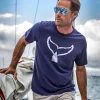 Wyland® Whale Tail Brush - Indigo Short Sleeve Pima T-Shirt