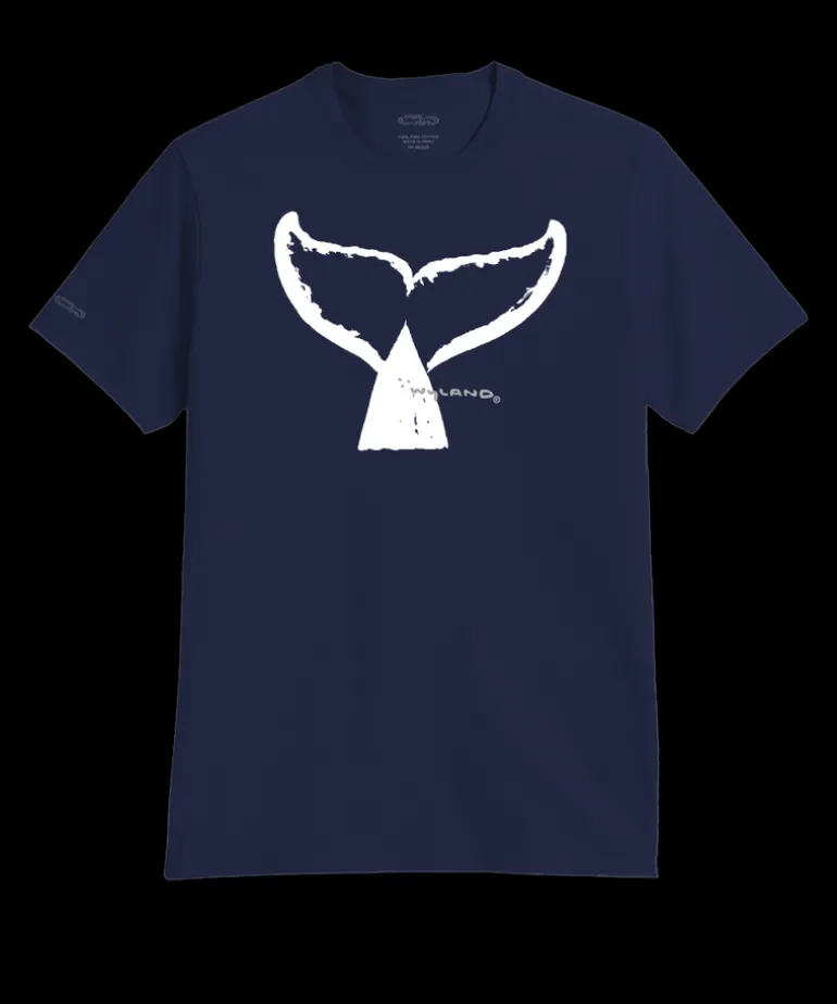 Wyland® Whale Tail Brush - Indigo Short Sleeve Pima T-Shirt