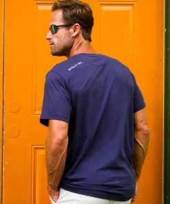Wyland® Whale Tail Brush - Indigo Short Sleeve Pima T-Shirt