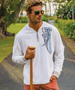 Alii Guard - Natural/Gray Long Sleeve Longboard Hooded Tee