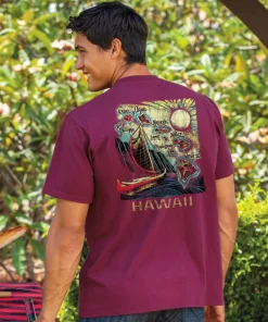 Aloha Aina Map - Wine Dyed Short Sleeve Crewneck T-Shirt