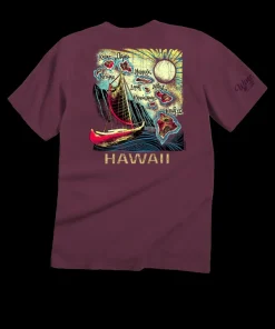 Aloha Aina Map - Wine Dyed Short Sleeve Crewneck T-Shirt