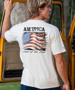 American Flag - Coconut Dyed Short Sleeve Crewneck T-Shirt