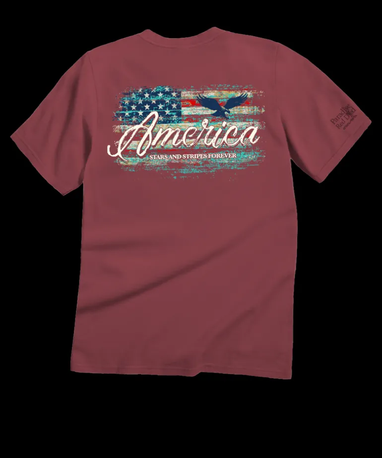 Artsy Flag - Paradise Red Dyed Short Sleeve Crewneck T-Shirt
