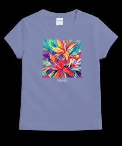 Artsy Floral - Lavender Dyed Short Sleeve Crewneck T-Shirt