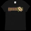 Banded Hibiscus - Black Short Sleeve Crewneck T-Shirt