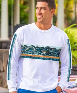Big Waves Band - White Long Sleeve Crewneck T-Shirt