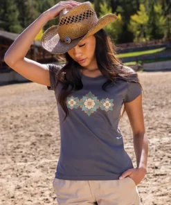 Blossom Quilt - Graphite Short Sleeve Pima T-Shirt