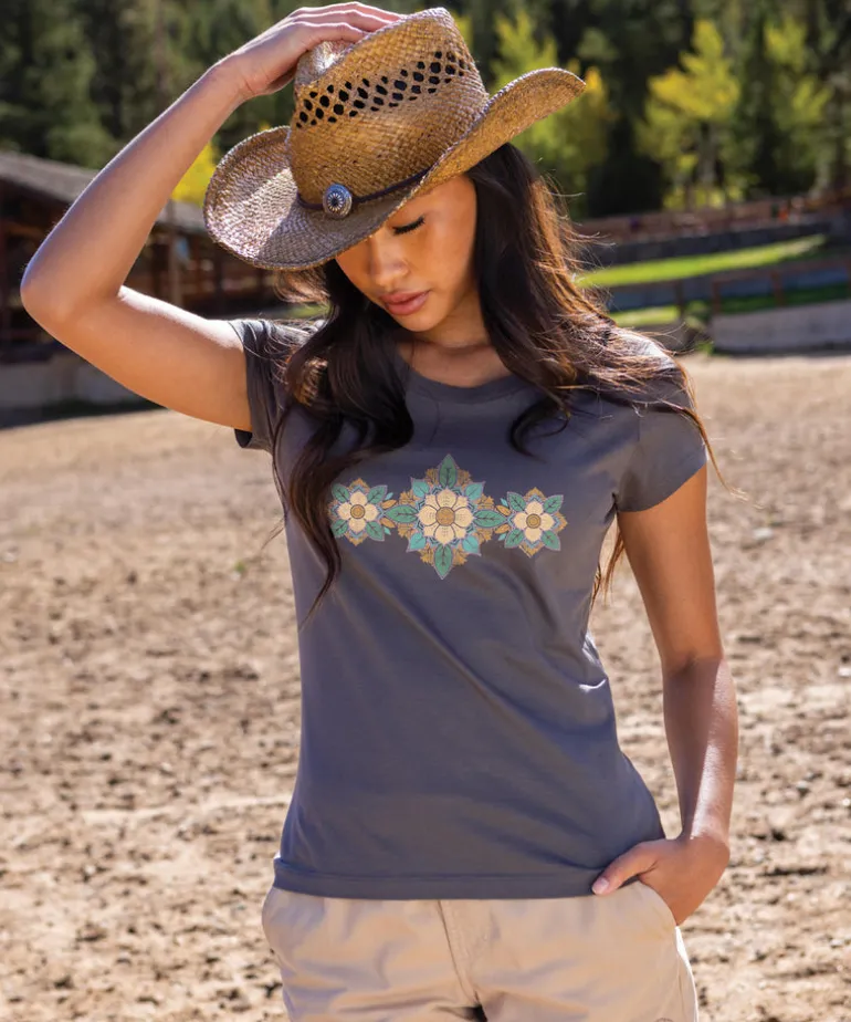 Blossom Quilt - Graphite Short Sleeve Pima T-Shirt