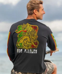 Bob Marley Lion Of Judah - Black Long Sleeve Crewneck T-Shirt
