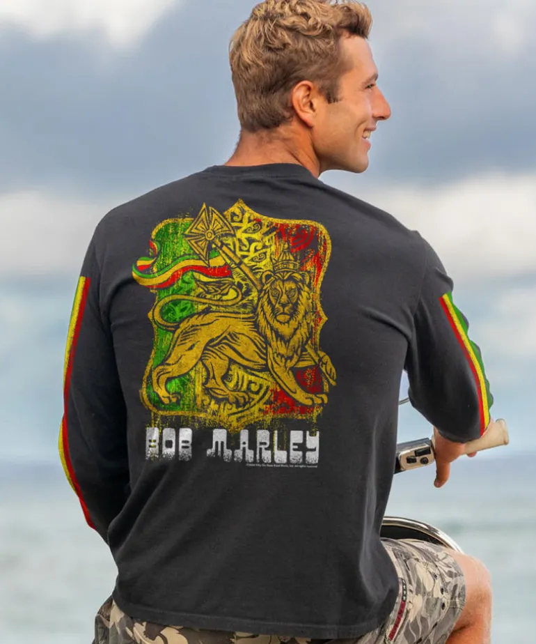 Bob Marley Lion Of Judah - Black Long Sleeve Crewneck T-Shirt