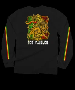 Bob Marley Lion Of Judah - Black Long Sleeve Crewneck T-Shirt