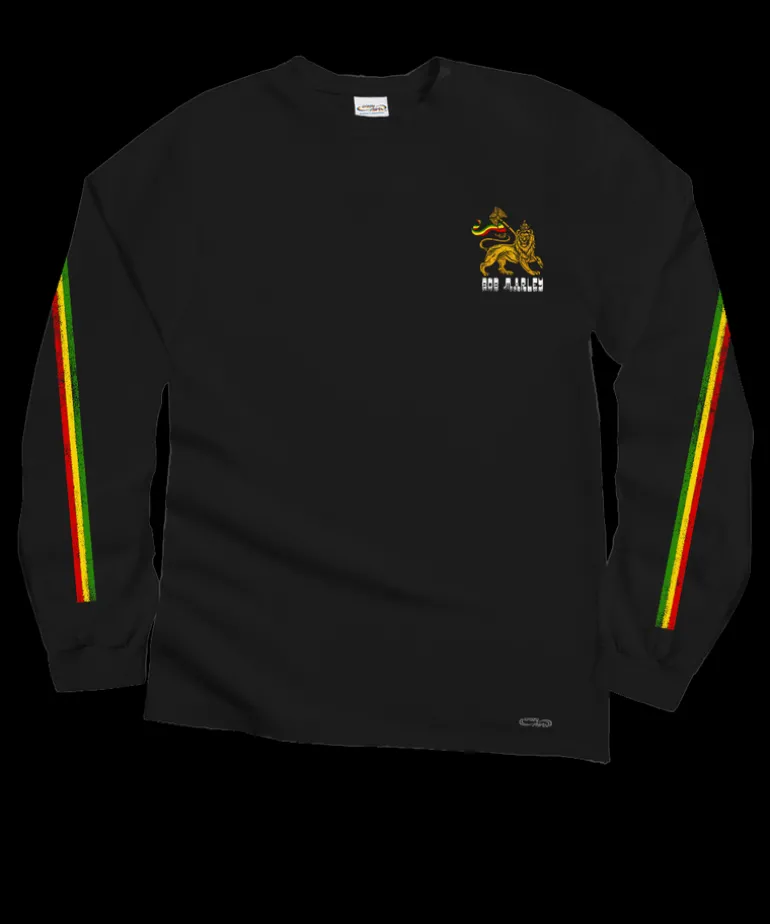 Bob Marley Lion Of Judah - Black Long Sleeve Crewneck T-Shirt