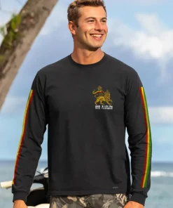 Bob Marley Lion Of Judah - Black Long Sleeve Crewneck T-Shirt