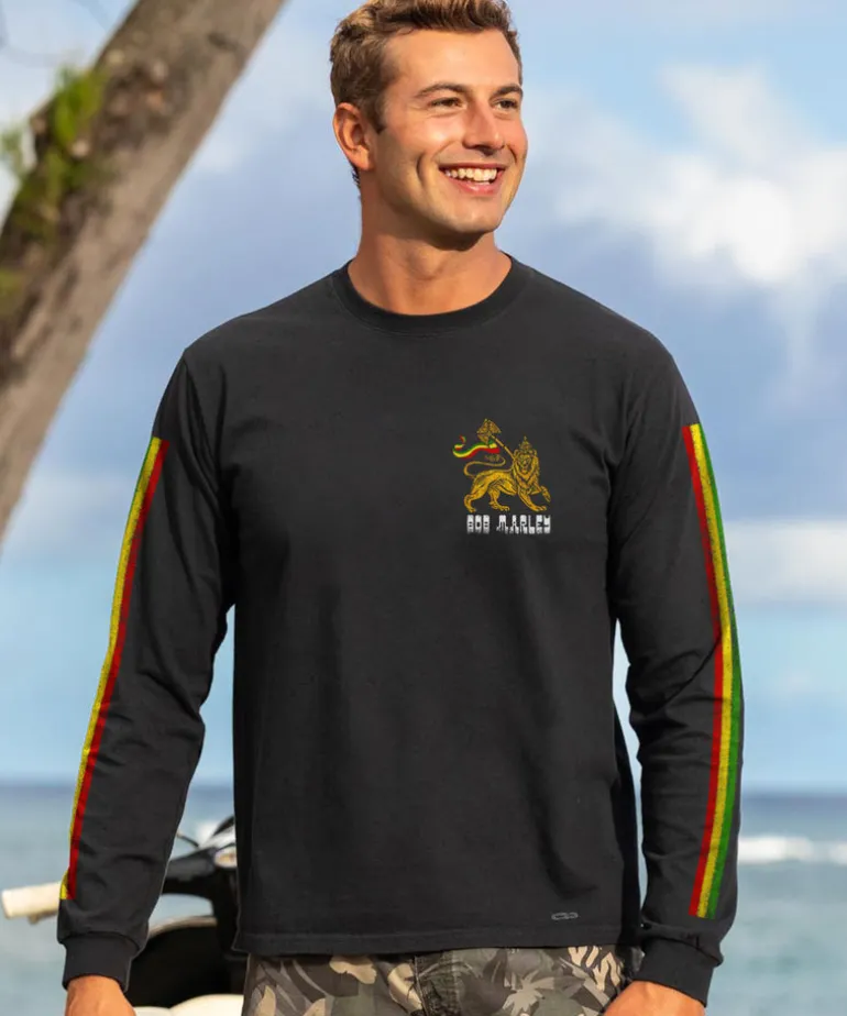 Bob Marley Lion Of Judah - Black Long Sleeve Crewneck T-Shirt